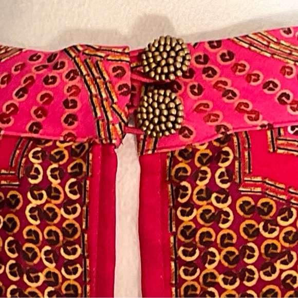 Anthropologie XL Floral Minidress with Gold Sequins, Tassels, and Beaded Buttons - Picture 11 of 16